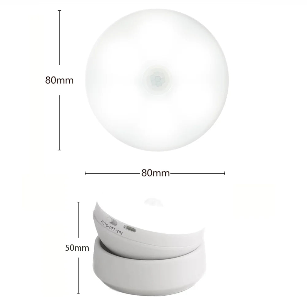Magnetic Wall Light – LED Night Light with Motion Sensor, USB Rechargeable for Bedside, Cabinet, Wardrobe - Warm