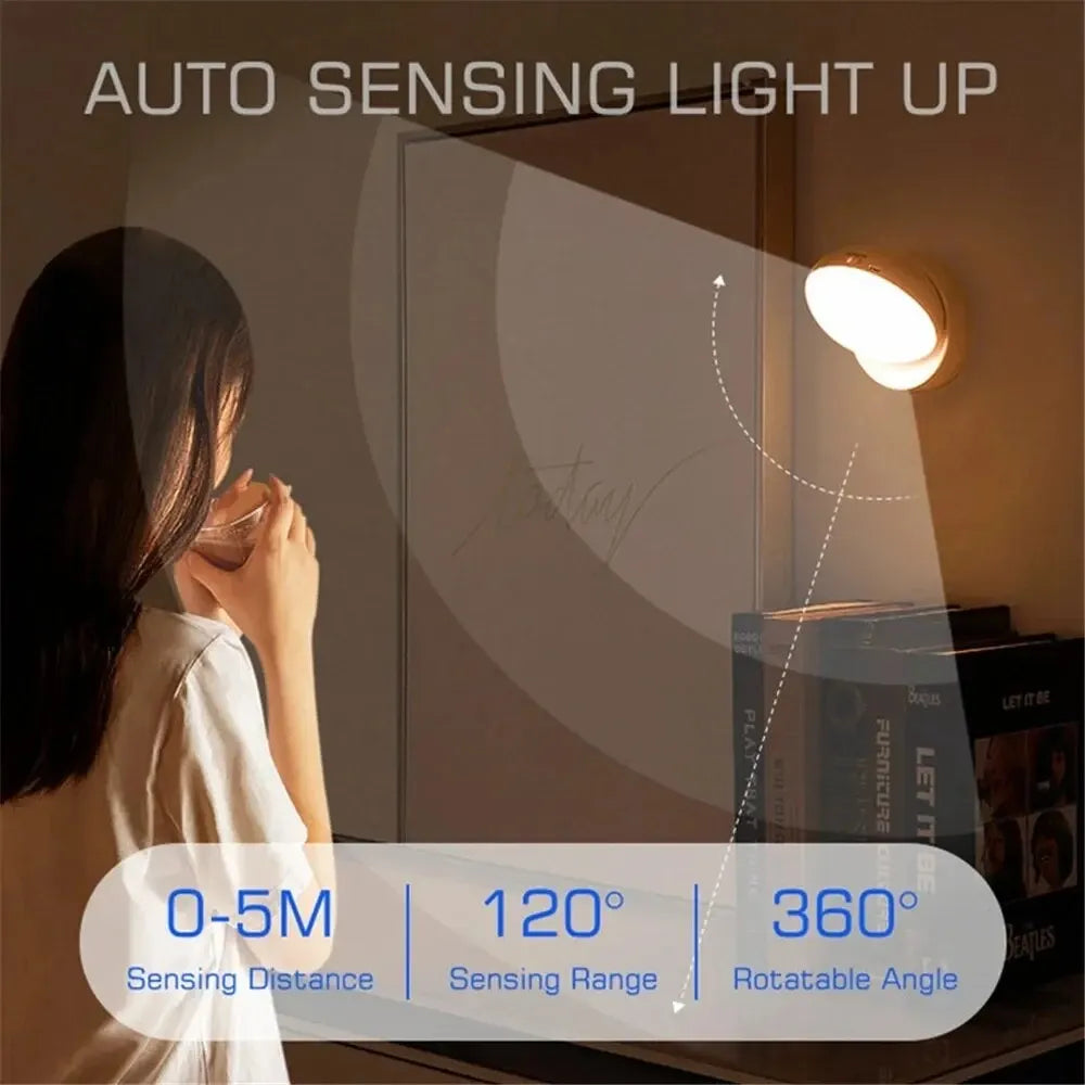 Magnetic Wall Light – LED Night Light with Motion Sensor, USB Rechargeable for Bedside, Cabinet, Wardrobe - Warm