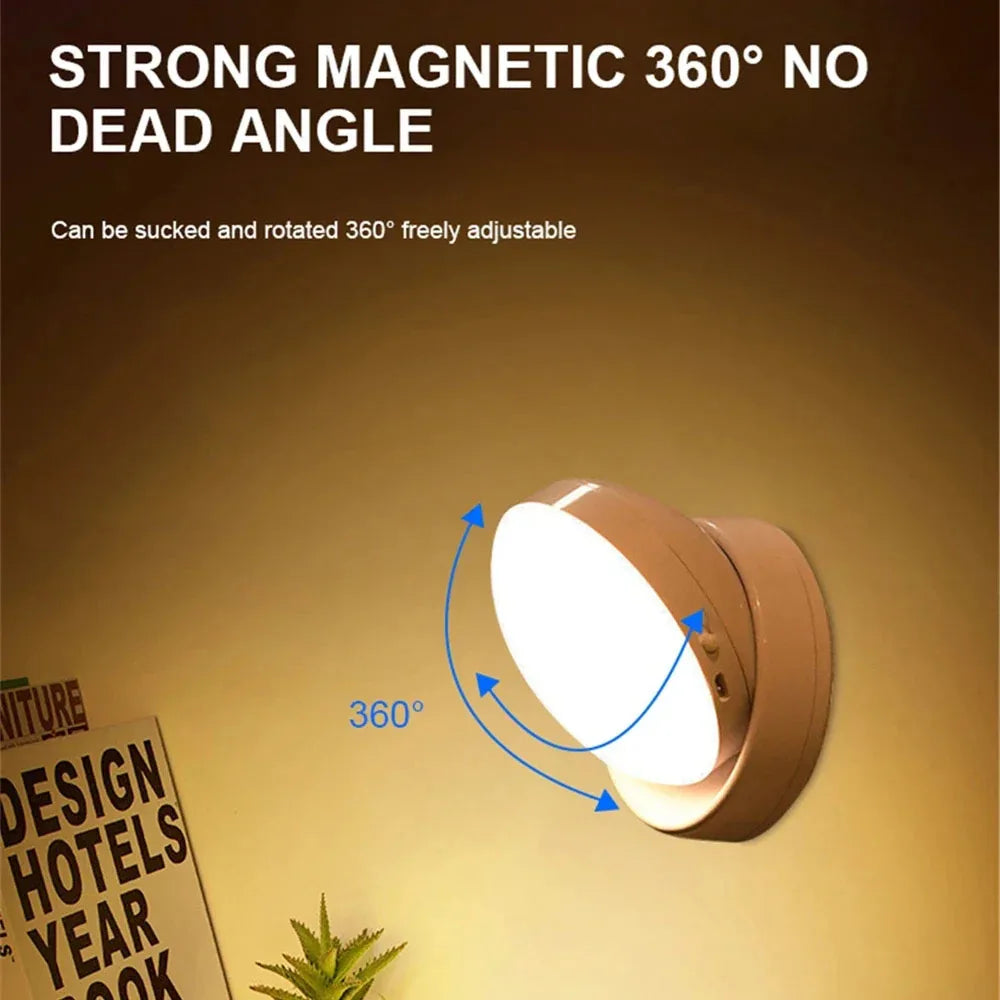Magnetic Wall Light – LED Night Light with Motion Sensor, USB Rechargeable for Bedside, Cabinet, Wardrobe - Warm