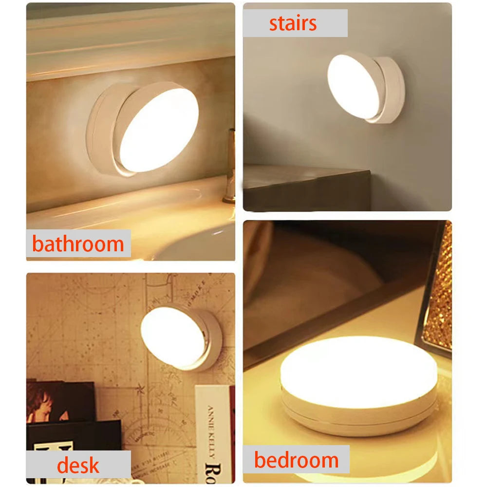 Magnetic Wall Light – LED Night Light with Motion Sensor, USB Rechargeable for Bedside, Cabinet, Wardrobe - Warm