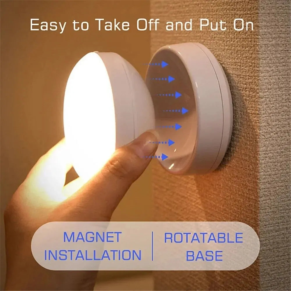 Magnetic Wall Light – LED Night Light with Motion Sensor, USB Rechargeable for Bedside, Cabinet, Wardrobe - Warm