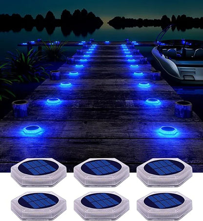 Solar Christmas Lights, Waterproof LED Deck Lights for Garden, Patio, Pathway, or Dock Decoration - Round