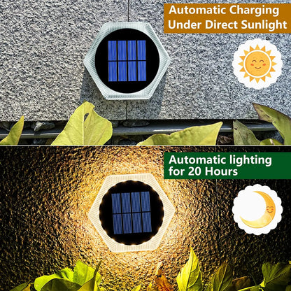 Solar Christmas Lights, Waterproof LED Deck Lights for Garden, Patio, Pathway, or Dock Decoration - Round