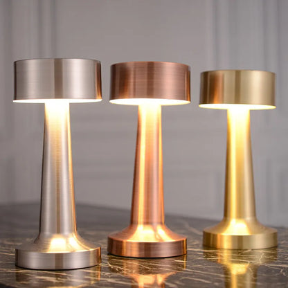 Dimmable Retro Bar Style Table Lamp - Elegant LED Night Light for Cozy Ambiance - Gold / Cylinder