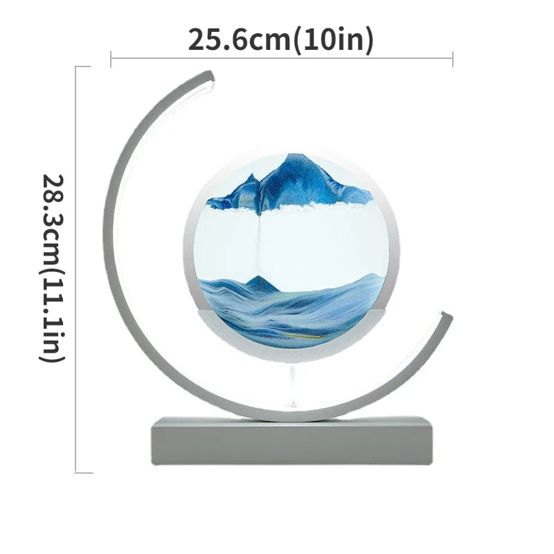 Royallure 3D Hourglass LED Lamp - Mesmerizing Sand Art for Home Decor - White Moon-green