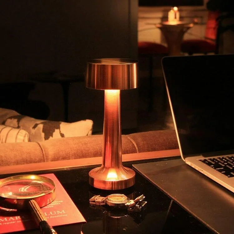 MetalLux Cordless LED Table Lamp – Dimmable with Touch Control, Rechargeable - Copper