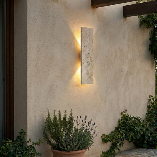 LED Outdoor Wall Sconce | Waterproof Natural Stone Light Fixture for Exterior Walls 0