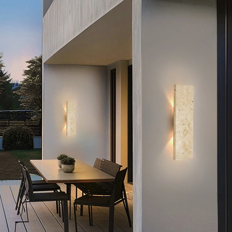 LED Outdoor Wall Sconce | Waterproof Natural Stone Light Fixture for Exterior Walls 2