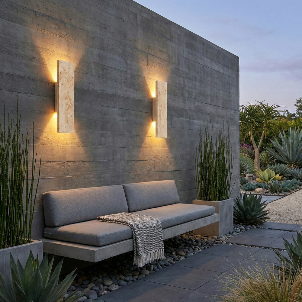 LED Outdoor Wall Sconce | Waterproof Natural Stone Light Fixture for Exterior Walls 4