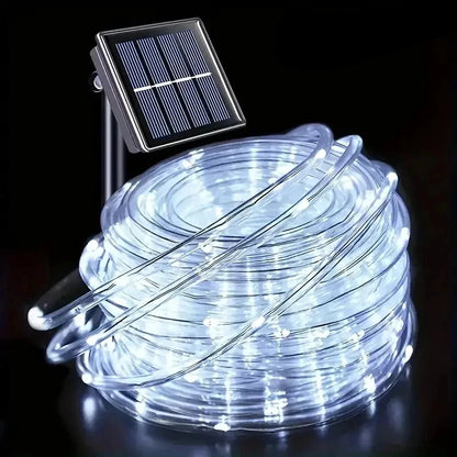 LED Solar String Lights Garden Waterproof Tube Rope Lamp Christmas Garland Fairy Lights For Outdoor Holiday Decoration Lighting 8