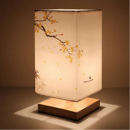 LED Square Decoration Table Lamps Simple Chinese Style Dimmable EU Plug Night Light Fabric Lampshade Bedroom Bedside Lights 6