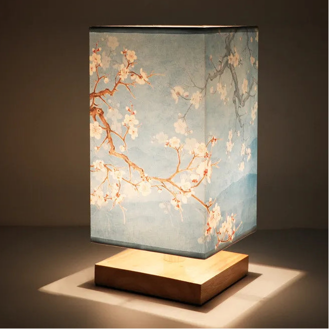 LED Square Decoration Table Lamps Simple Chinese Style Dimmable EU Plug Night Light Fabric Lampshade Bedroom Bedside Lights 7