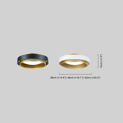 Royelux Modern Double Ring Flush Mount Ceiling Light - White And Gold LED Fixture