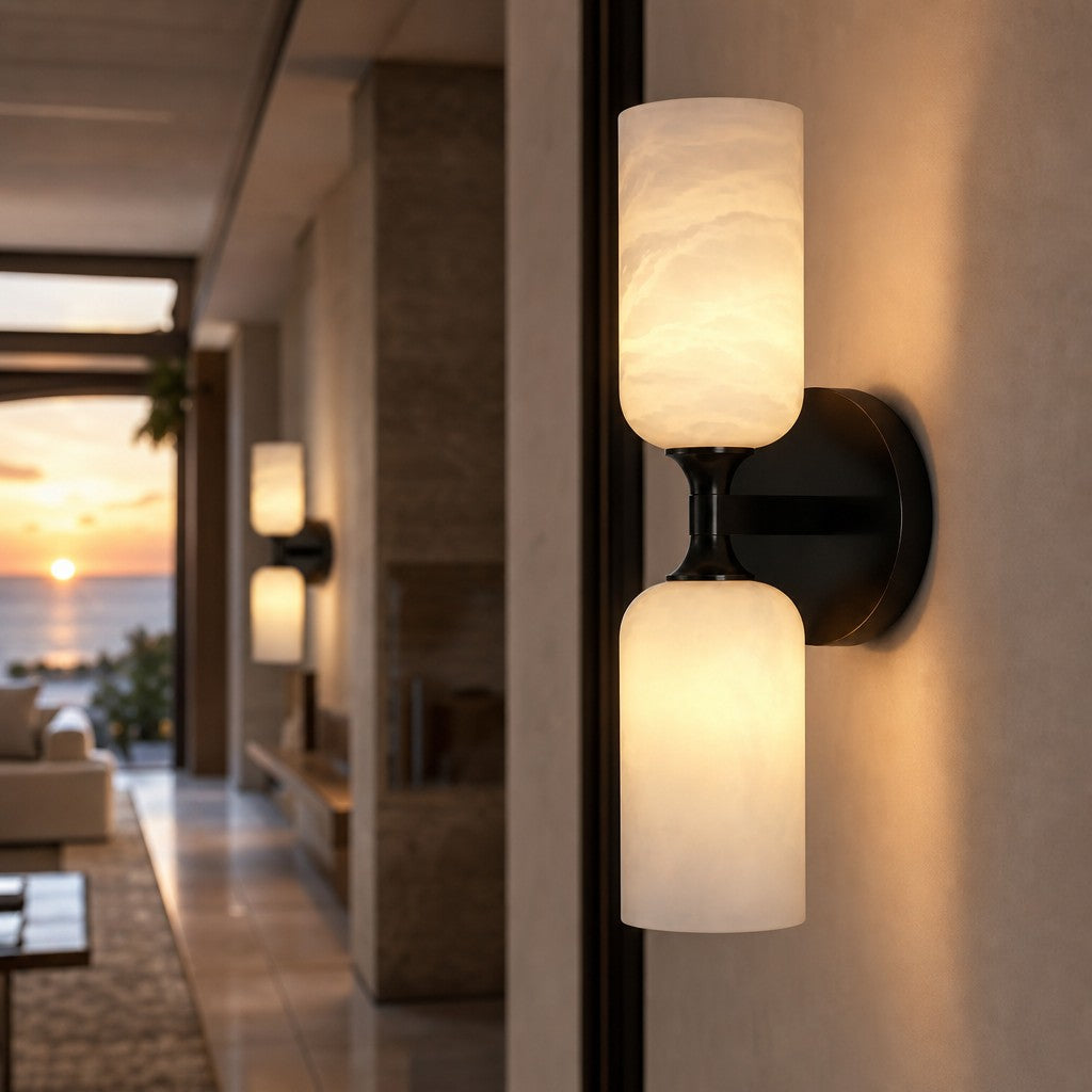 Lambert Modern LED Alabaster Tube Sconce 1