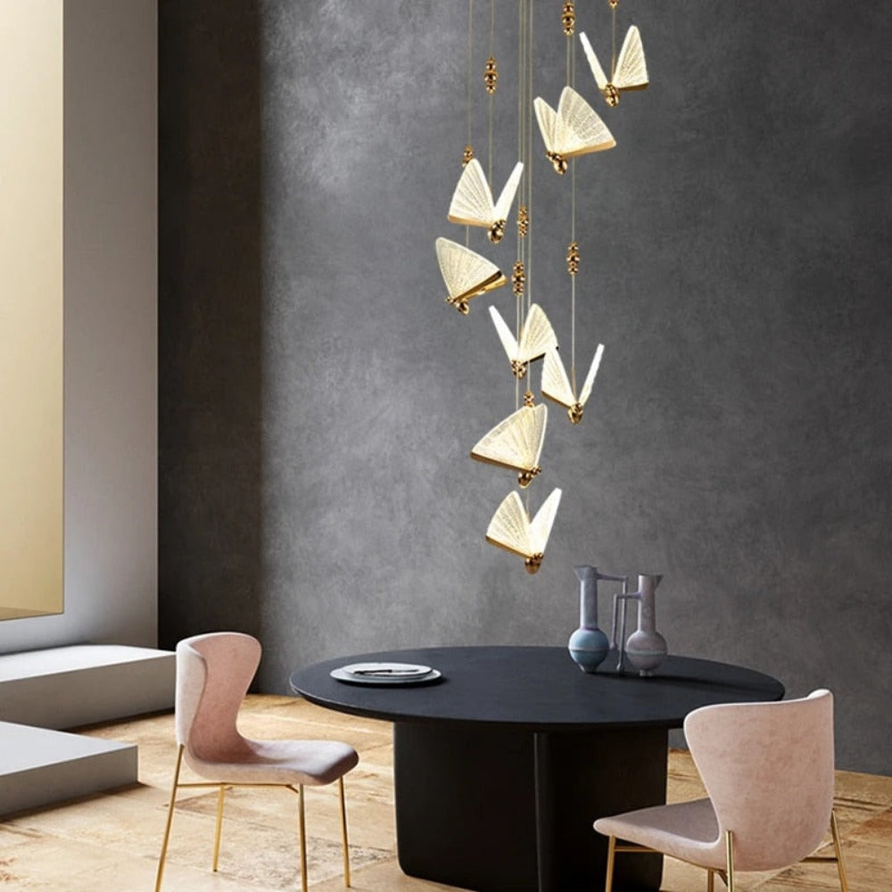 Royallure Butterfly Pendant Hanging Light Lamp Chandelier - Golden small 200cm*22cm*17cm / Warm light