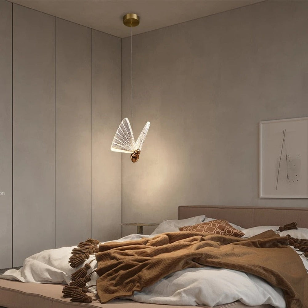 Royallure Butterfly Pendant Hanging Light Lamp Chandelier - Golden small 200cm*22cm*17cm / Warm light