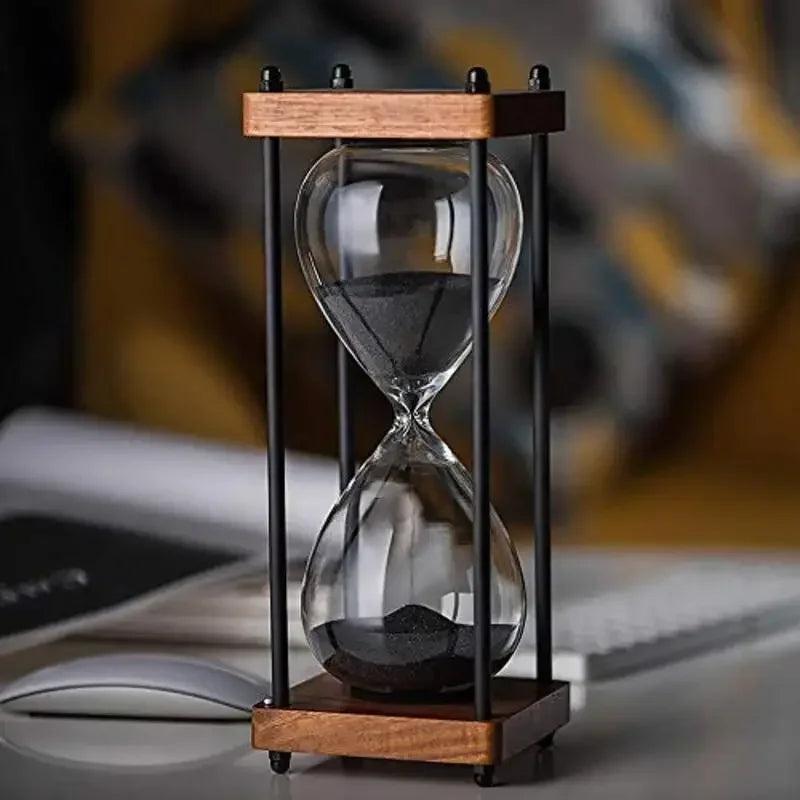RoyaleGlow 60-Minute Sand Timer - Large Metal & Glass Hourglass for Desk Decor & Productivity-Royale Basic