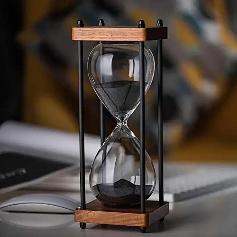 RoyaleGlow 60-Minute Sand Timer - Large Metal & Glass Hourglass for Desk Decor & Productivity-Royale Basic