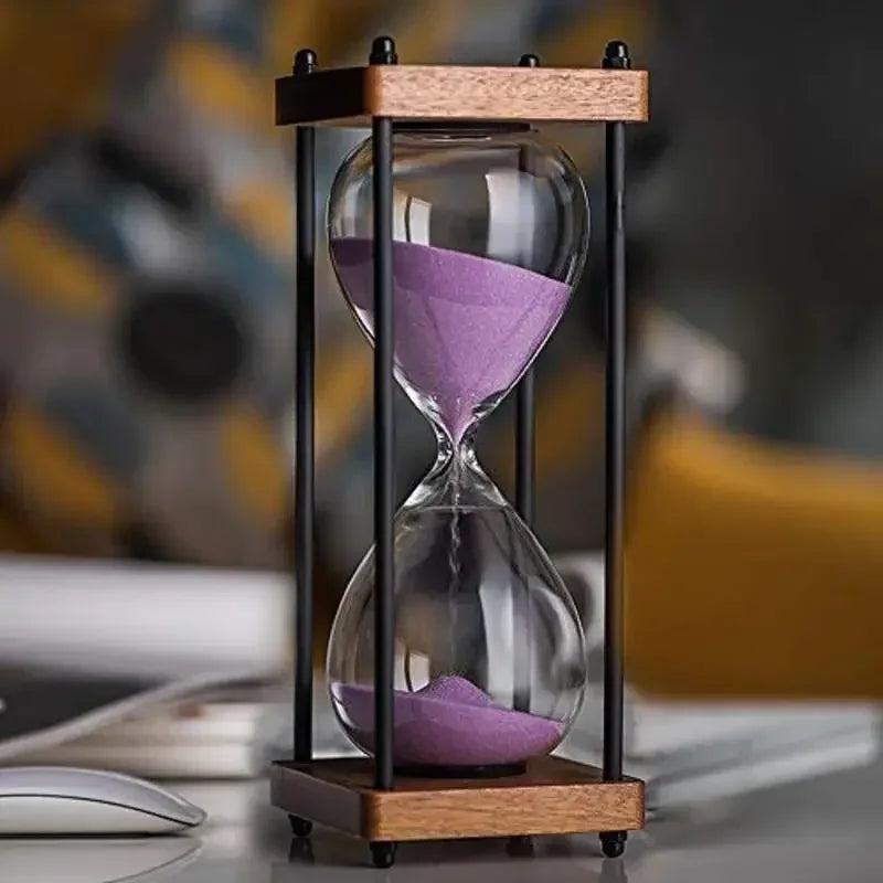 RoyaleGlow 60-Minute Sand Timer - Large Metal & Glass Hourglass for Desk Decor & Productivity-Royale Basic