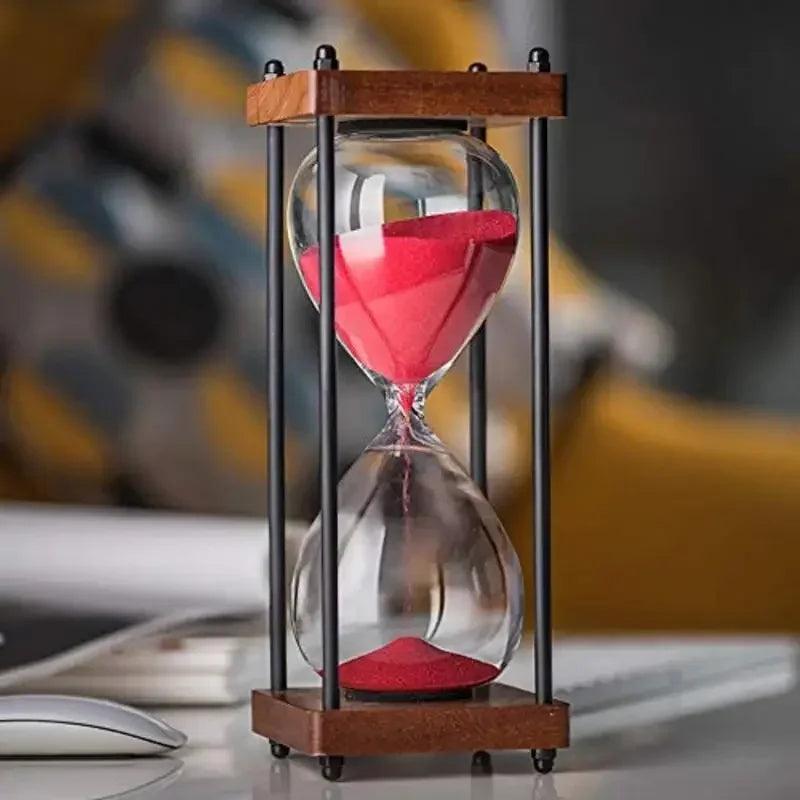 RoyaleGlow 60-Minute Sand Timer - Large Metal & Glass Hourglass for Desk Decor & Productivity-Royale Basic