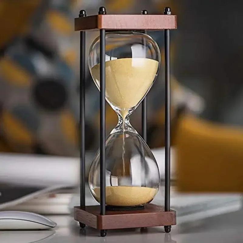 RoyaleGlow 60-Minute Sand Timer - Large Metal & Glass Hourglass for Desk Decor & Productivity-Royale Basic