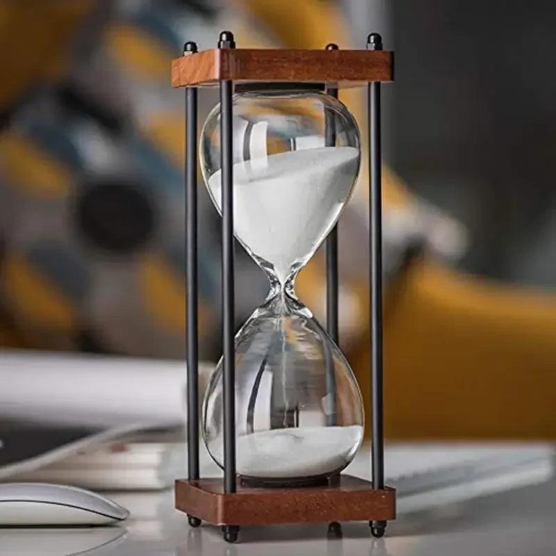 RoyaleGlow 60-Minute Sand Timer - Large Metal & Glass Hourglass for Desk Decor & Productivity-Royale Basic