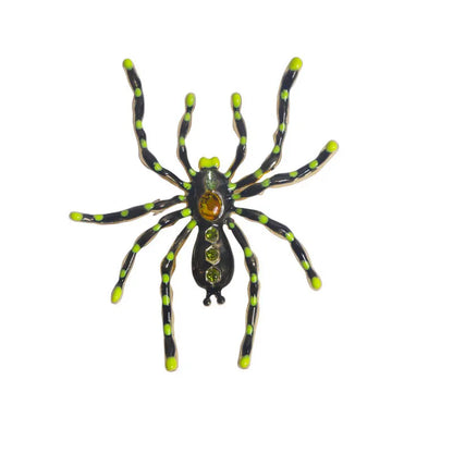 Large Size Exaggerated Funny Spider Brooch Creative Halloween Brooches Green Rhinestones Pin Punk Hip Hop Trend Jewelry Gift 2