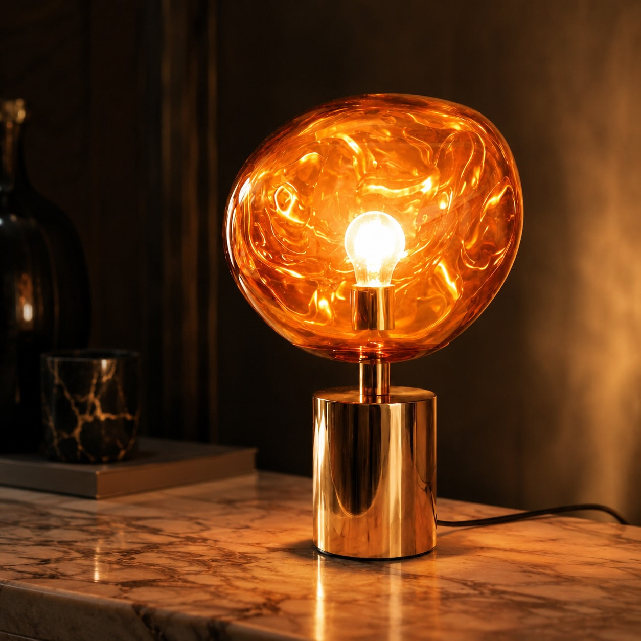 LavaGlow | Elegant Adjustable LED Table Lamp with Rose Gold Base 0