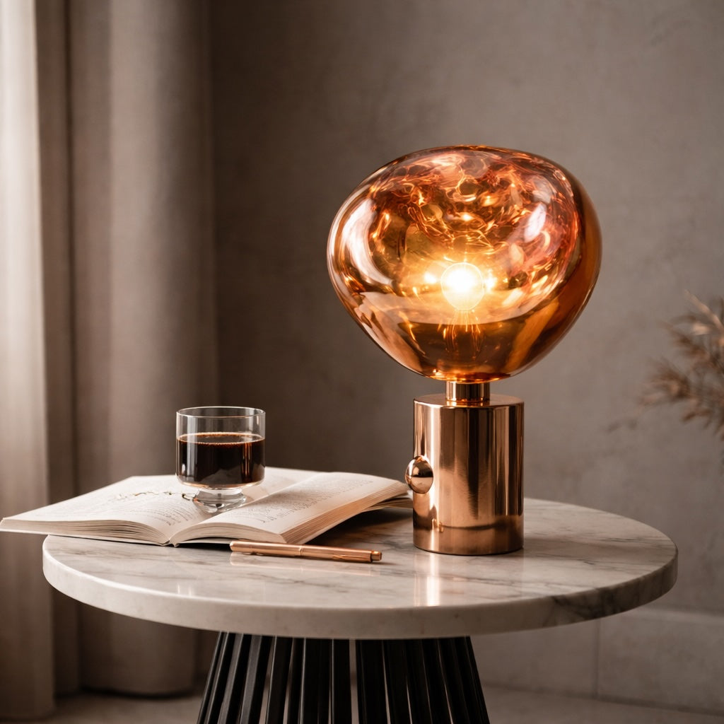 LavaGlow | Elegant Adjustable LED Table Lamp with Rose Gold Base 3
