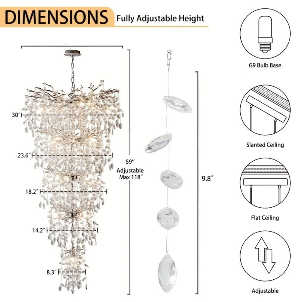 Laya Crystal Chandelier for High Ceiling 8