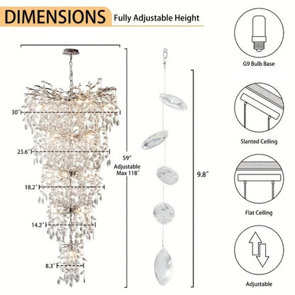 Laya Crystal Chandelier for High Ceiling 8