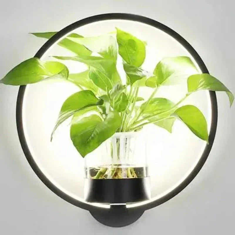 Lumora Plant Wall Lamp - Stylish Lighting with Natural Greenery - A Black / Warm White (2700-3500K)