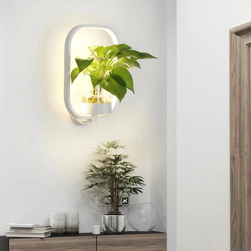 Lumora Plant Wall Lamp - Stylish Lighting with Natural Greenery - A White / Warm White (2700-3500K)
