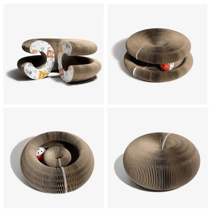 Furora Expandable Cat Scratcher Toy with Interactive Ball Track & Cozy Bed