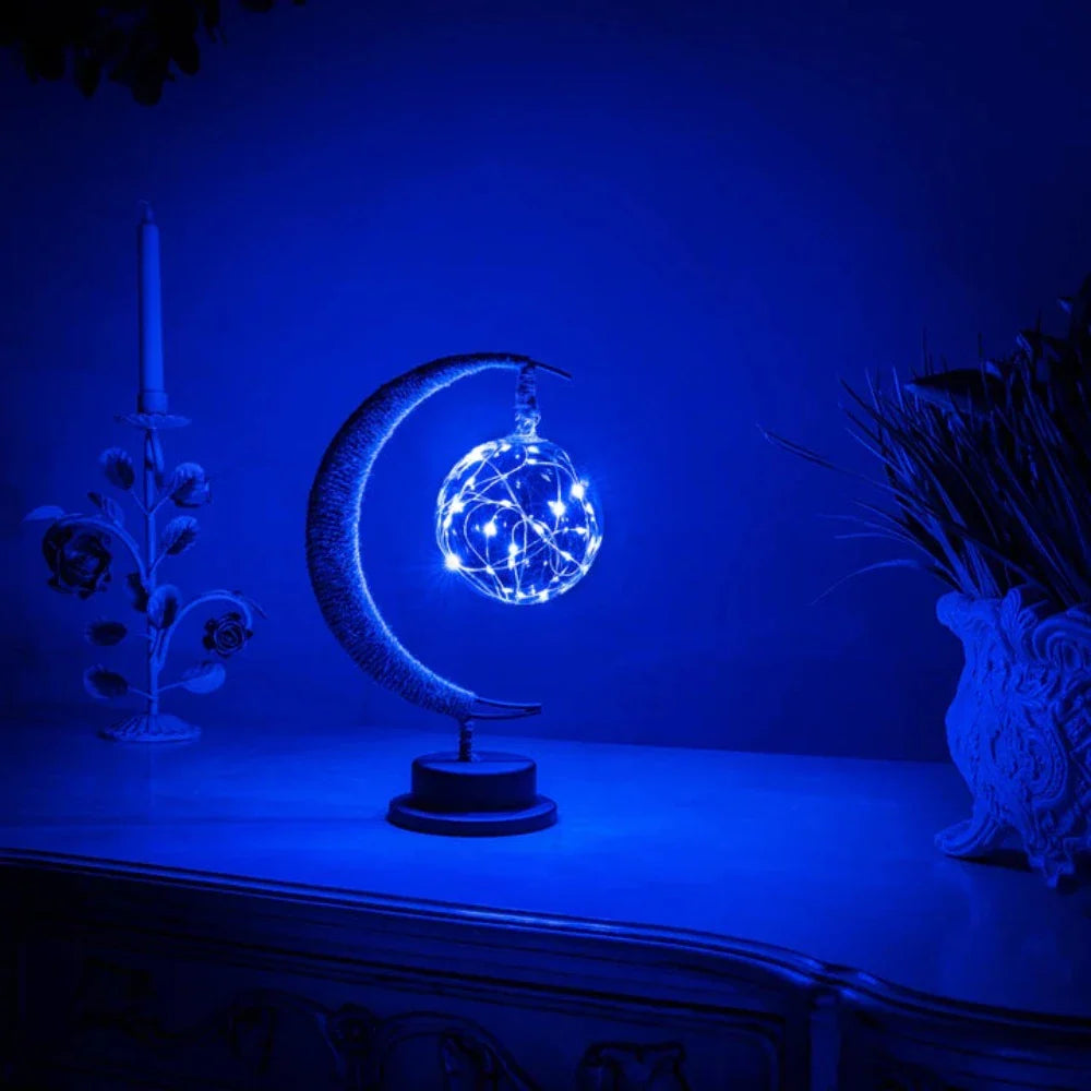 Royallure Enchanted Moon Wishing Lamp - USB & Battery, Magical Home Decor - Blue Light