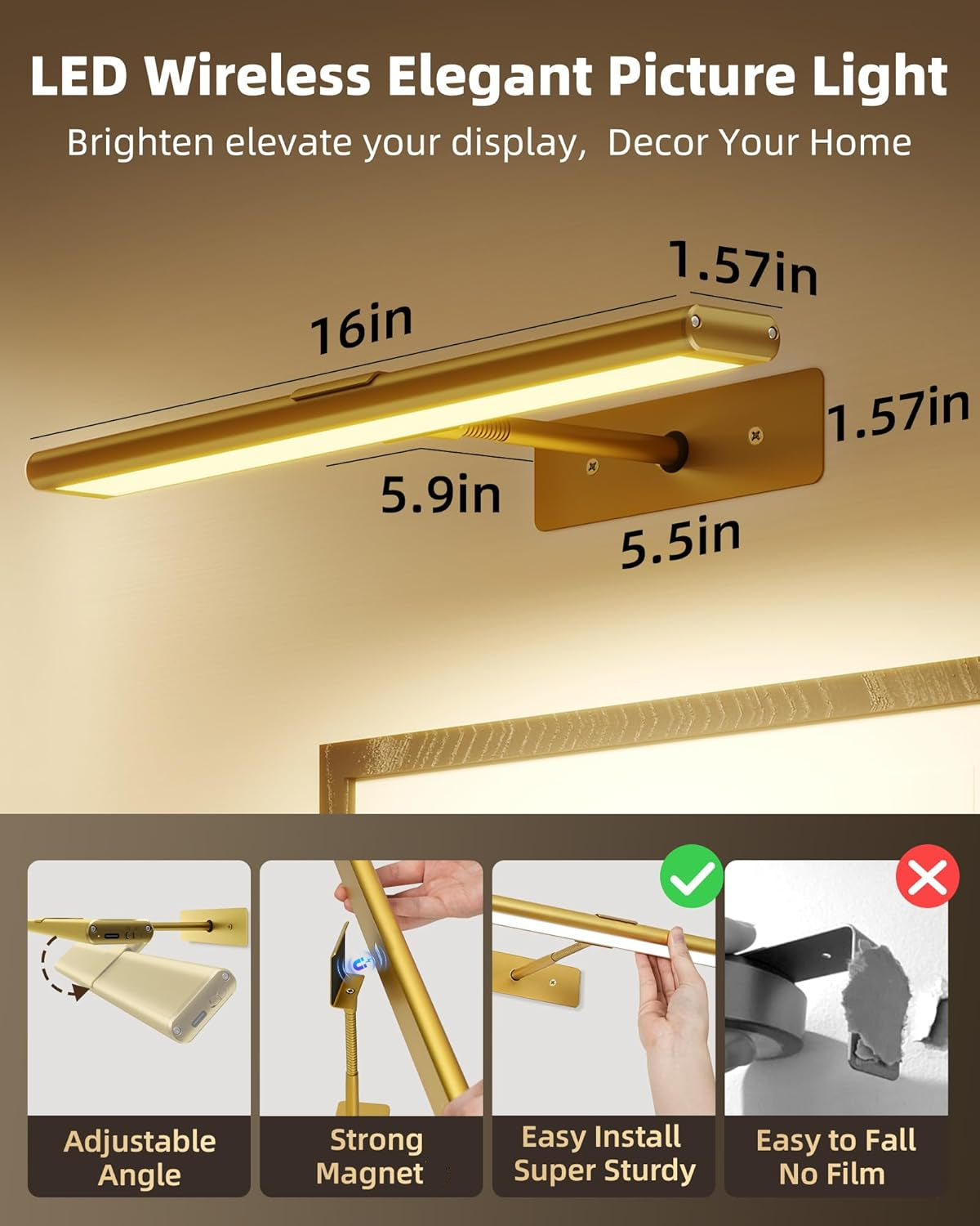 LightsCordless™ — Wireless Rechargeable Picture Lighting 5