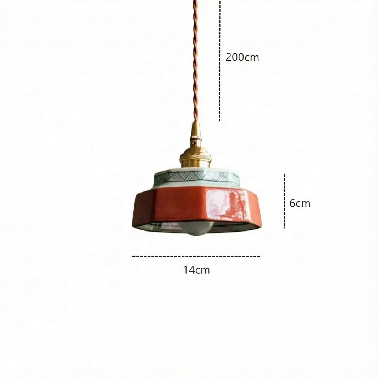 LuxRoyale Vintage Freehand Painting Porcelain Copper Pendant Lamp