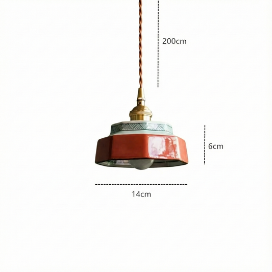 LuxRoyale Vintage Freehand Painting Porcelain Copper Pendant Lamp