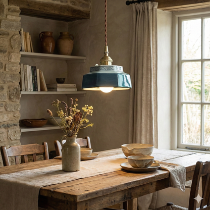 LuxRoyale Vintage Freehand Painting Porcelain Copper Pendant Lamp