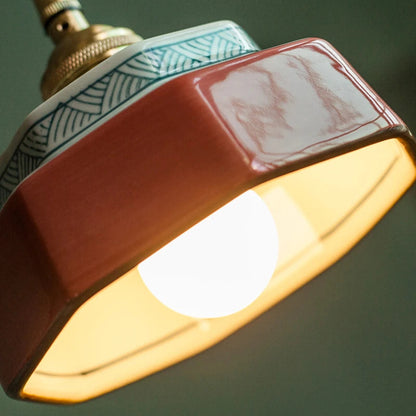 LuxRoyale Vintage Freehand Painting Porcelain Copper Pendant Lamp