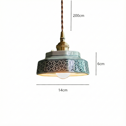 LuxRoyale Vintage Freehand Painting Porcelain Copper Pendant Lamp