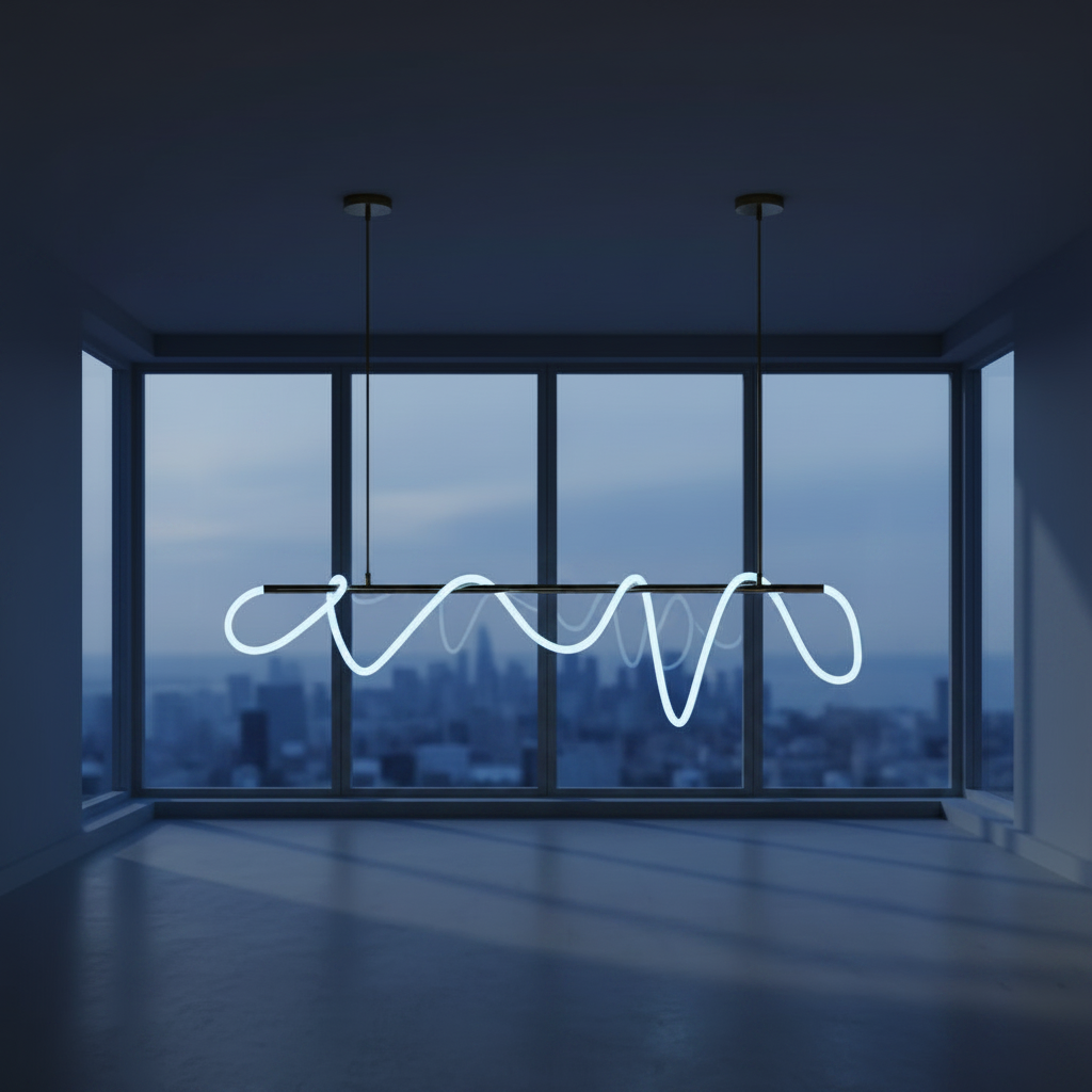 RoyaleGlow Modern LED Linear Chandelier - Flexible Wave Design for Dining & Kitchen