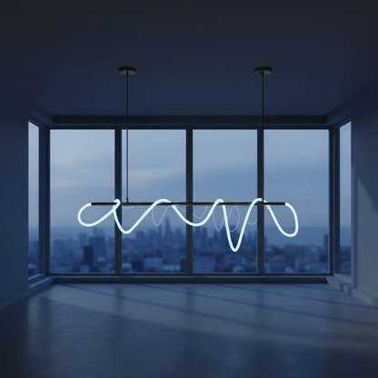 RoyaleGlow Modern LED Linear Chandelier - Flexible Wave Design for Dining & Kitchen
