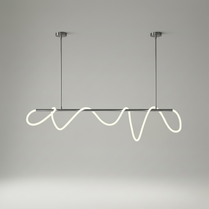 RoyaleGlow Modern LED Linear Chandelier - Flexible Wave Design for Dining & Kitchen
