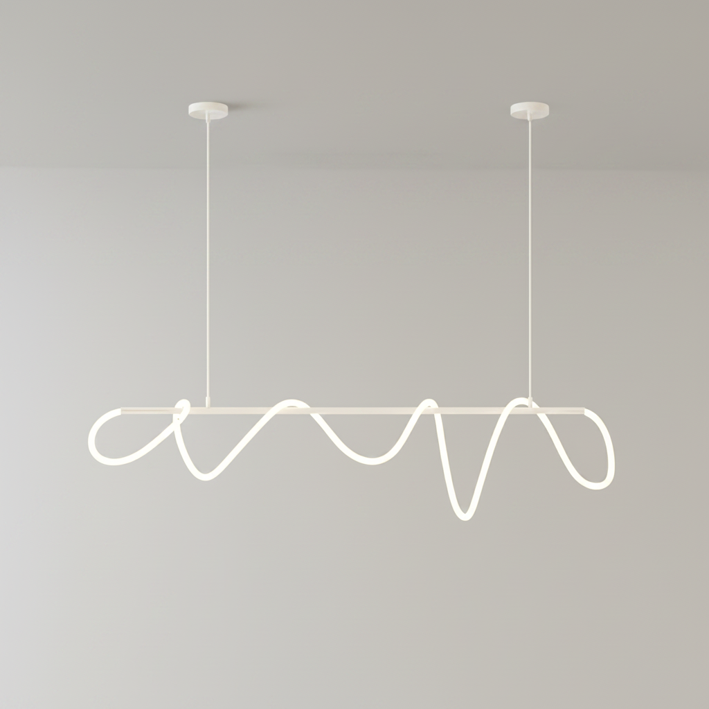 RoyaleGlow Modern LED Linear Chandelier - Flexible Wave Design for Dining & Kitchen