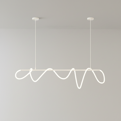 RoyaleGlow Modern LED Linear Chandelier - Flexible Wave Design for Dining & Kitchen