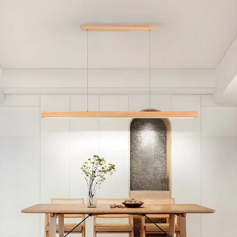 Linear Wood Pendant Light LED | Kitchen Island Bar
