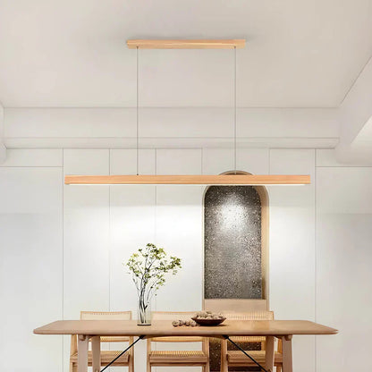 Linear Wood Pendant Light LED | Kitchen Island Bar