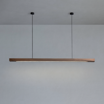 Linear Wood Pendant Light LED | Kitchen Island Bar