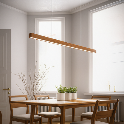 Linear Wood Pendant Light LED | Kitchen Island Bar